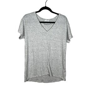 Gap Knit Top S Gray Short Sleeve Ribbed Neutral Shirt Casual Tee Heathered Solid